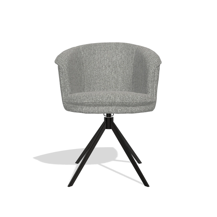 Dining Chair Lena 6581 in Lodge 40 fabric (grey), black swivel base, front view