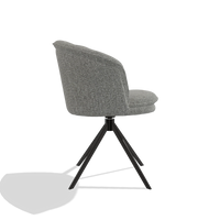 Dining Chair Lena 6581 in Lodge 40 fabric (grey), black swivel base, side view