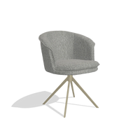 Dining Chair Lena 6581 in Lodge 40 fabric (grey), champagne swivel base, angled view