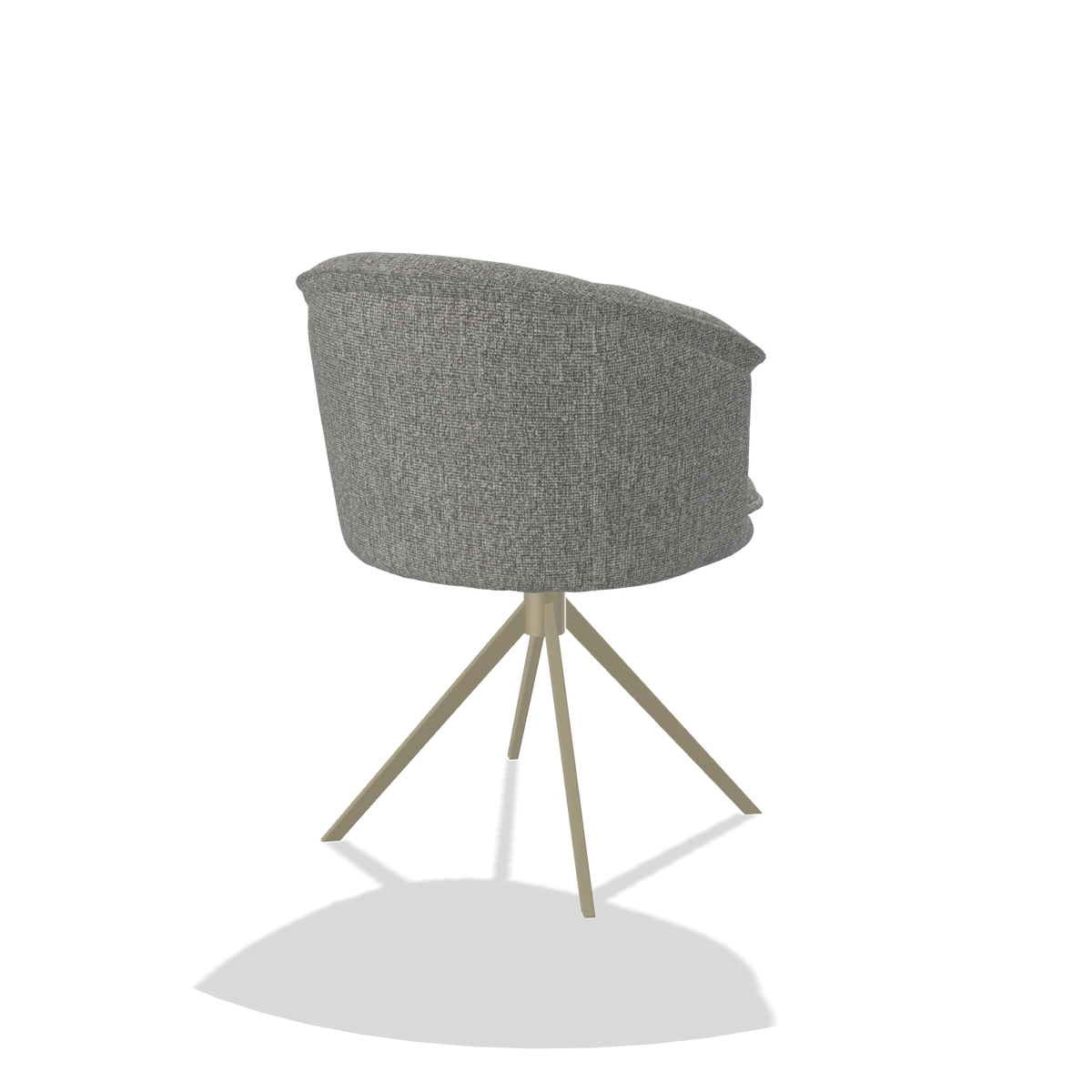 Dining Chair Lena 6581 in Lodge 40 fabric (grey), champagne swivel base, back angled view
