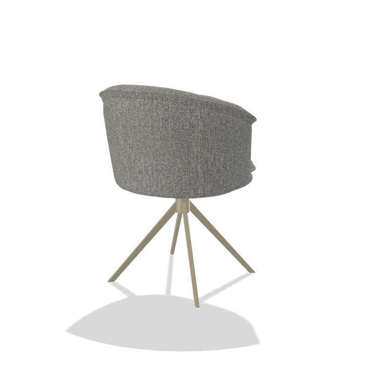 Dining Chair Lena 6581 in Lodge 40 fabric (grey), champagne swivel base, back angled view