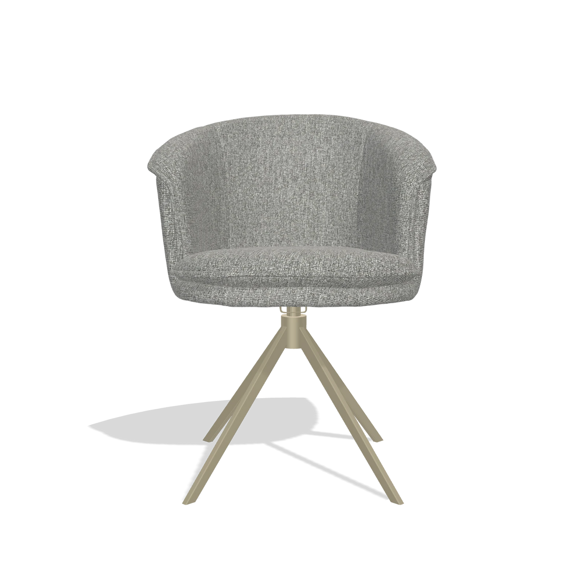 Dining Chair Lena 6581 in Lodge 40 fabric (grey), champagne swivel base, front view