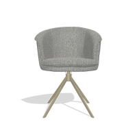 Dining Chair Lena 6581 in Lodge 40 fabric (grey), champagne swivel base, front view