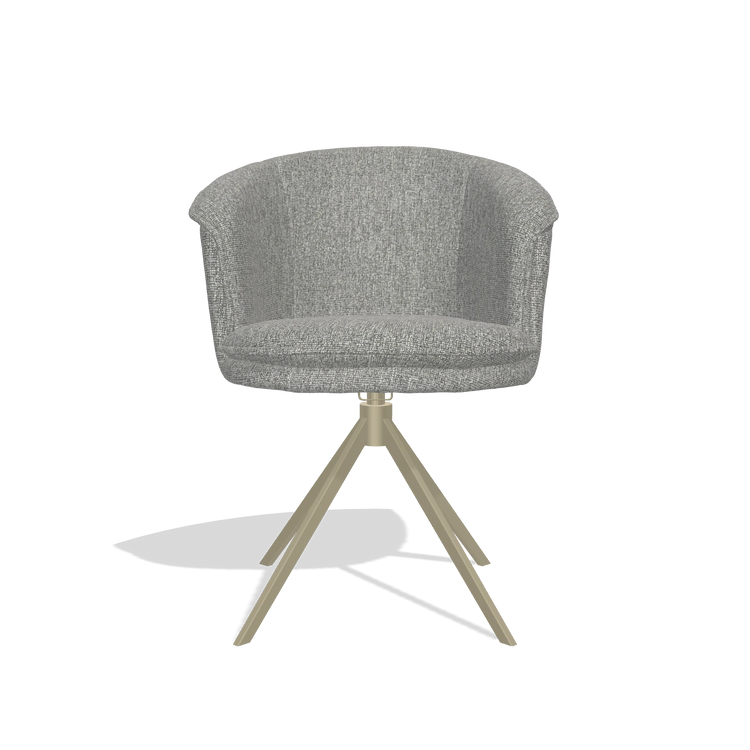Dining Chair Lena 6581 in Lodge 40 fabric (grey), champagne swivel base, front view