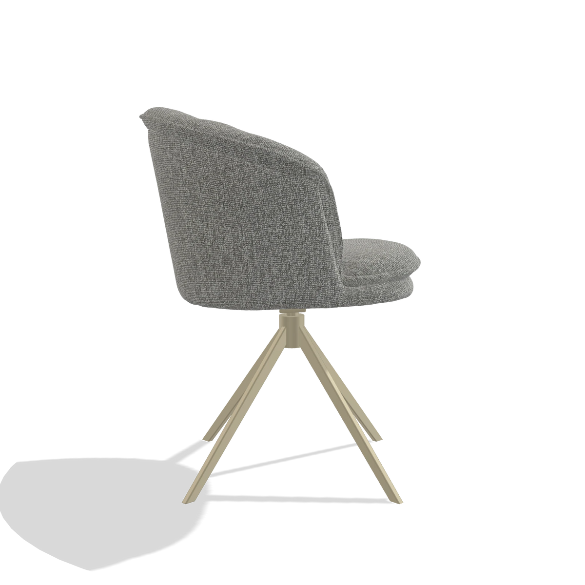 Dining Chair Lena 6581 in Lodge 40 fabric (grey), champagne swivel base, side view