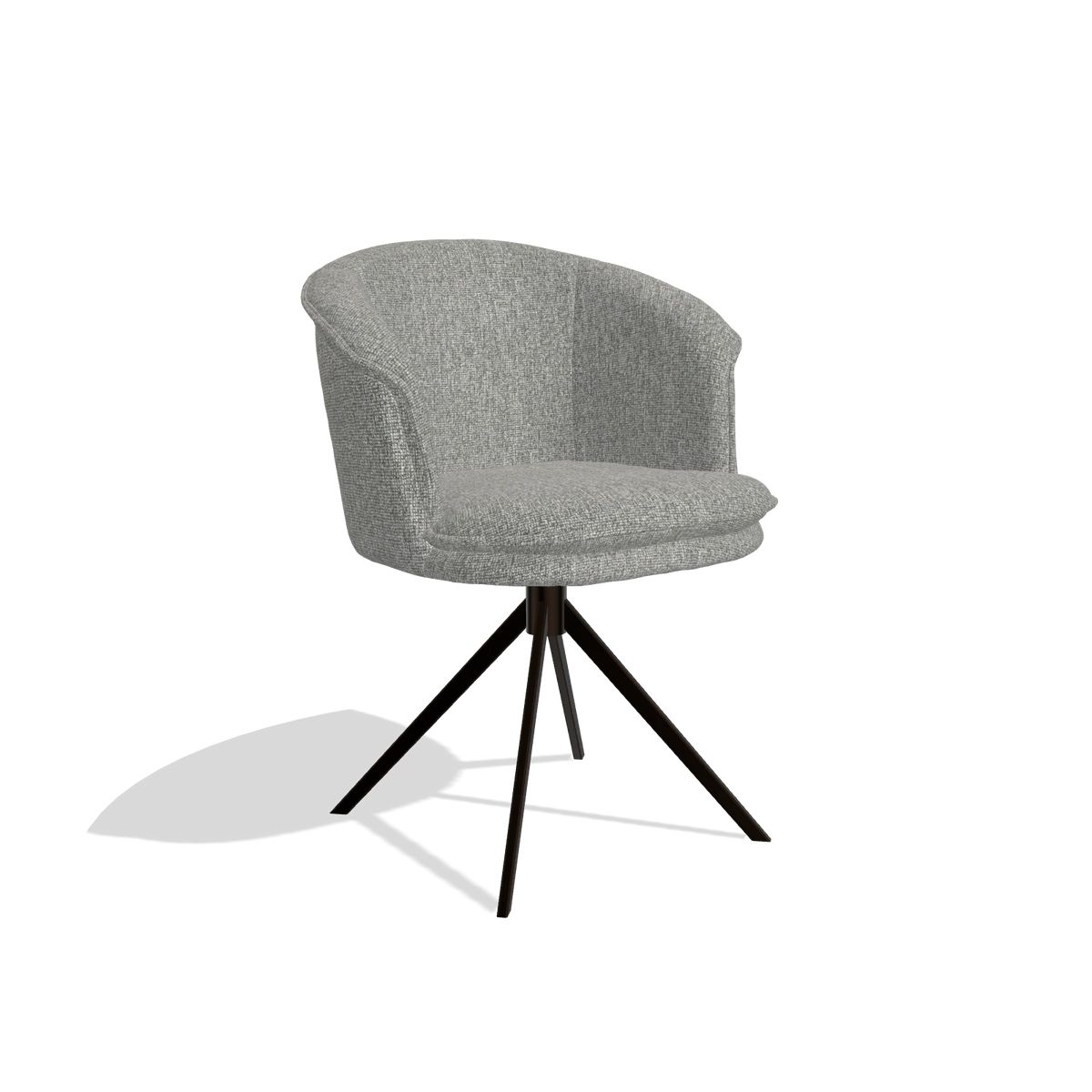 Dining Chair Lena 6581 in Lodge 40 fabric (grey), espresso swivel base, angled view