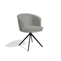 Dining Chair Lena 6581 in Lodge 40 fabric (grey), espresso swivel base, angled view