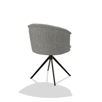 Dining Chair Lena 6581 in Lodge 40 fabric (grey), espresso swivel base, back angled view