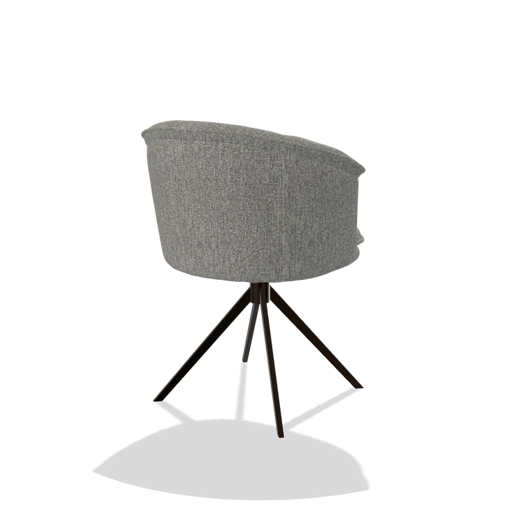 Dining Chair Lena 6581 in Lodge 40 fabric (grey), espresso swivel base, back angled view
