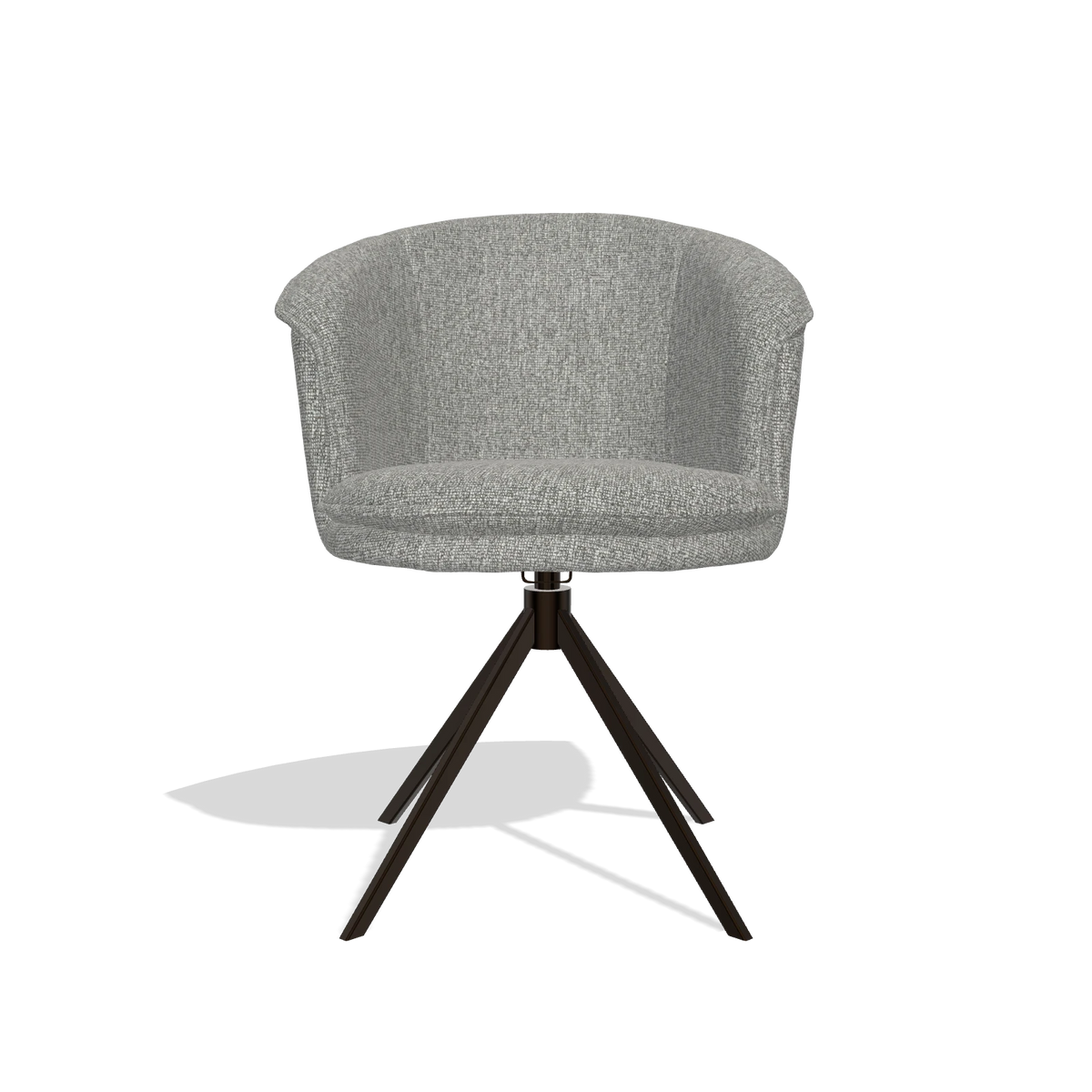 Dining Chair Lena 6581 in Lodge 40 fabric (grey), espresso swivel base, front view