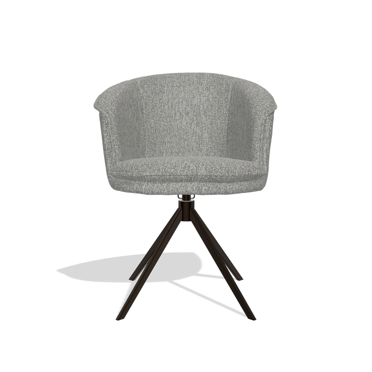 Dining Chair Lena 6581 in Lodge 40 fabric (grey), espresso swivel base, front view