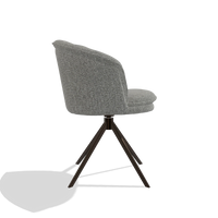 Dining Chair Lena 6581 in Lodge 40 fabric (grey), espresso swivel base, side view