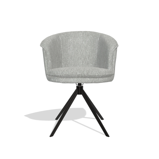 Chaise de salle à manger Lena 6581 en tissu Lodge 60 (grège), pied pivotant en noir, vue de face