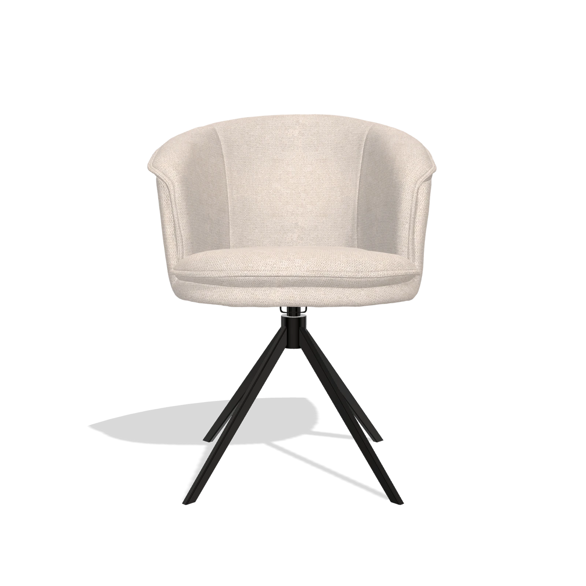 Eetkamerstoel Lena 6581 in stof Mito 01 (lichtgrijs), draaivoet in zwart, vooraanzicht