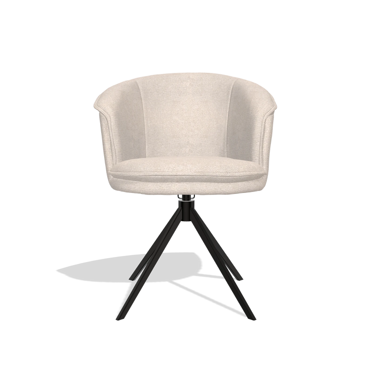 Eetkamerstoel Lena 6581 in stof Mito 01 (lichtgrijs), draaivoet in zwart, vooraanzicht