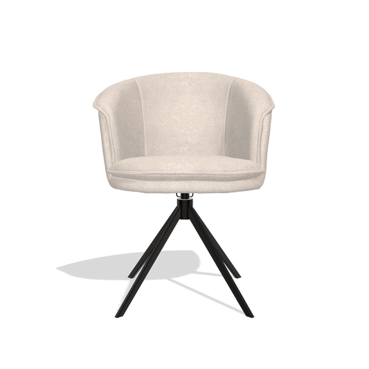 Chaise de salle à manger Lena 6581 en tissu Mito 01 (gris clair), pied pivotant en noir, vue de face