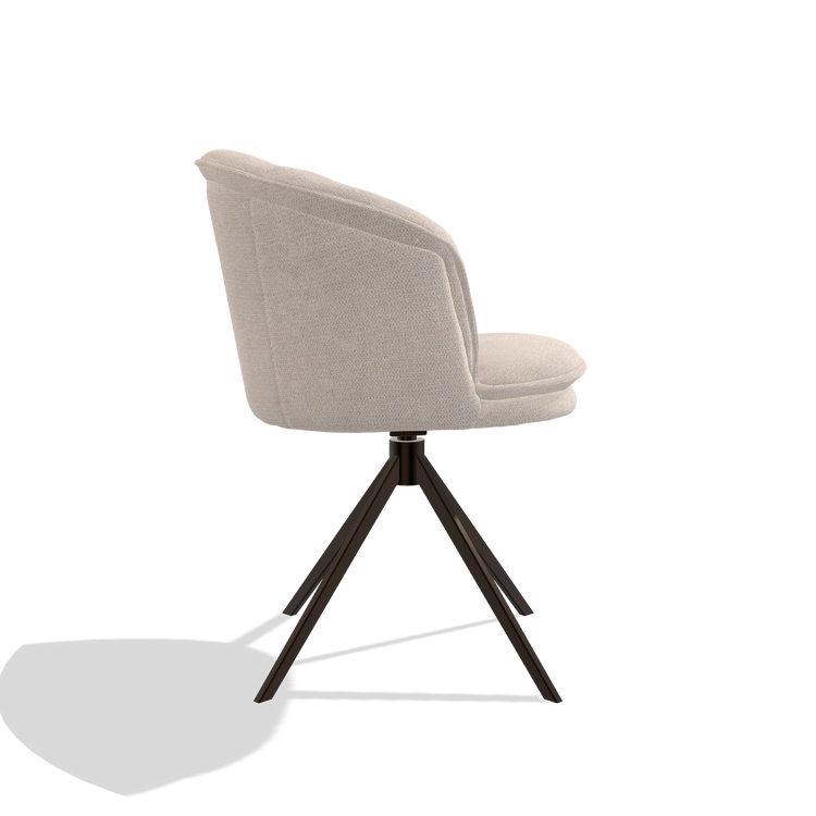 Eetkamerstoel Lena 6581 in stof Mito 01 (lichtgrijs), draaivoet in espresso, zijaanzicht