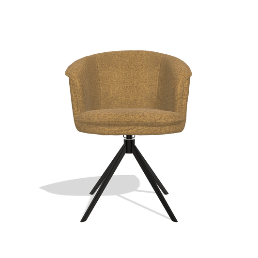 Chaise de salle à manger Lena 6581 en tissu Mito 06 (cognac), pied pivotant en noir, vue de face