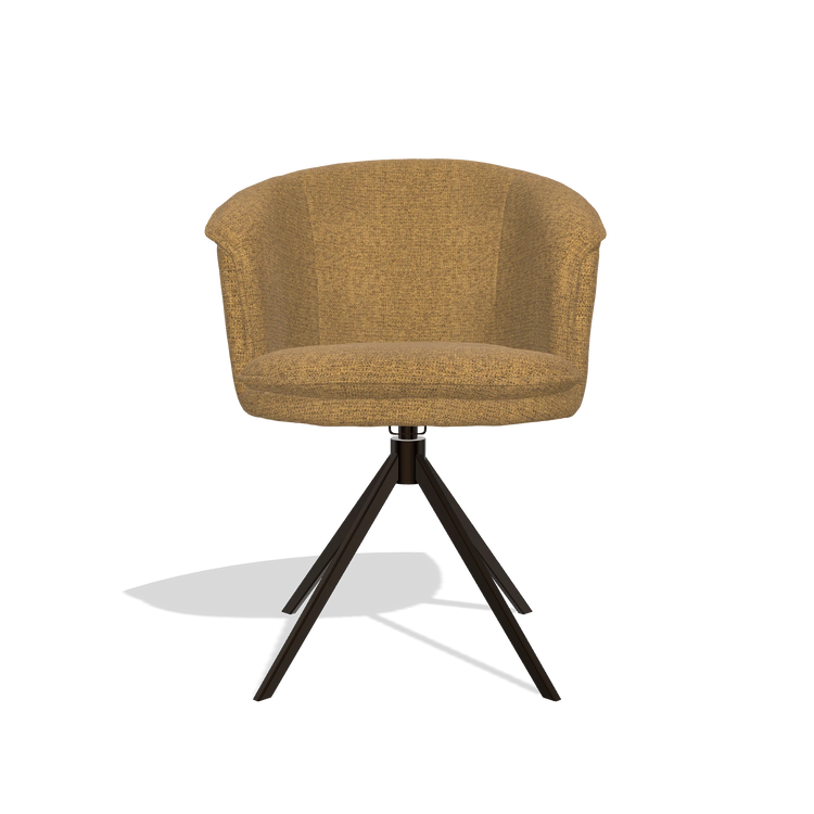 Eetkamerstoel Lena 6581 in stof Mito 06 (cognac), draaivoet in espresso, vooraanzicht