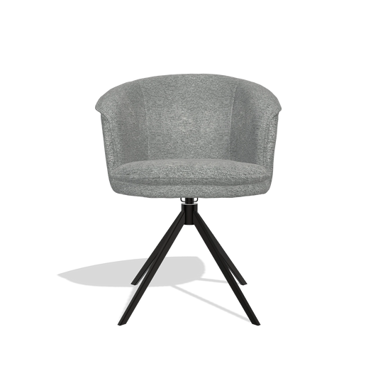 Chaise de salle à manger Lena 6581 en tissu Mito 97 (taupe), pied pivotant en noir, vue de face