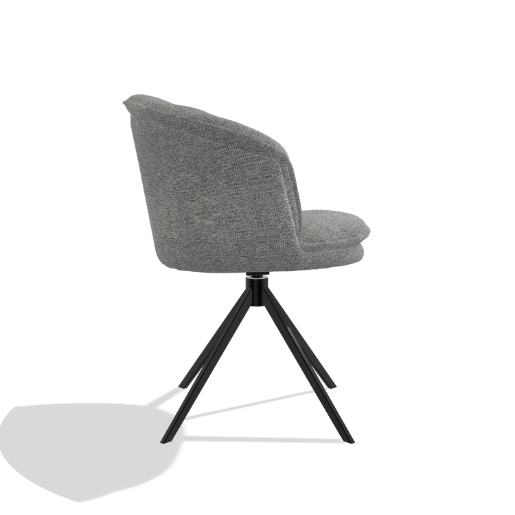 Esszimmerstuhl Lena 6581 in Stoff Mito 97 (Taupe), Drehfuß in Schwarz, Seitenansicht