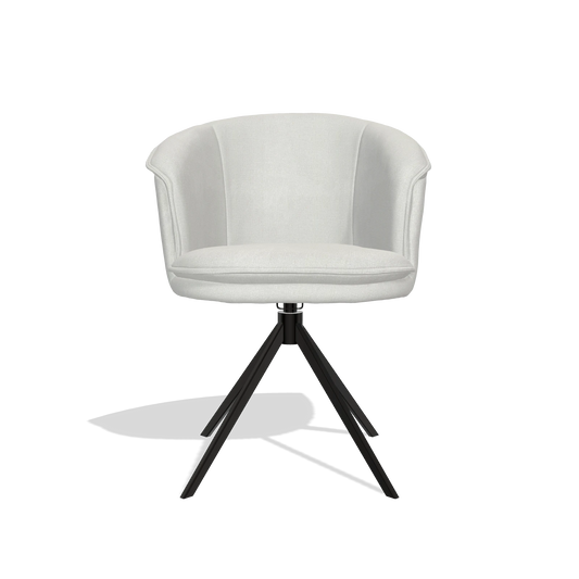 Chaise de salle à manger Lena 6581 en tissu Niagara 901 (gris clair), pied pivotant en noir, vue de face