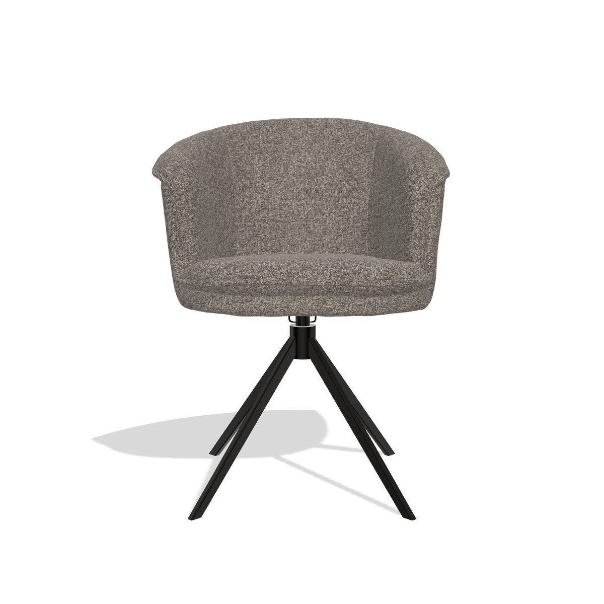 Dining Chair Lena 6581 in Oasis 108 fabric (dark grey), black swivel base, front view
