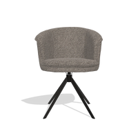 Dining Chair Lena 6581 in Oasis 108 fabric (dark grey), black swivel base, front view