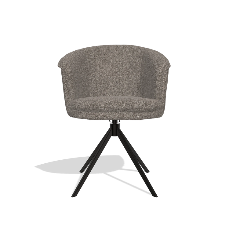 Dining Chair Lena 6581 in Oasis 108 fabric (dark grey), black swivel base, front view