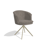 Dining Chair Lena 6581 in Oasis 108 fabric (dark grey), champagne swivel base, angled view