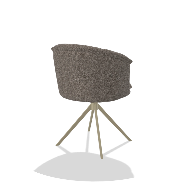 Dining Chair Lena 6581 in Oasis 108 fabric (dark grey), champagne swivel base, back angled view