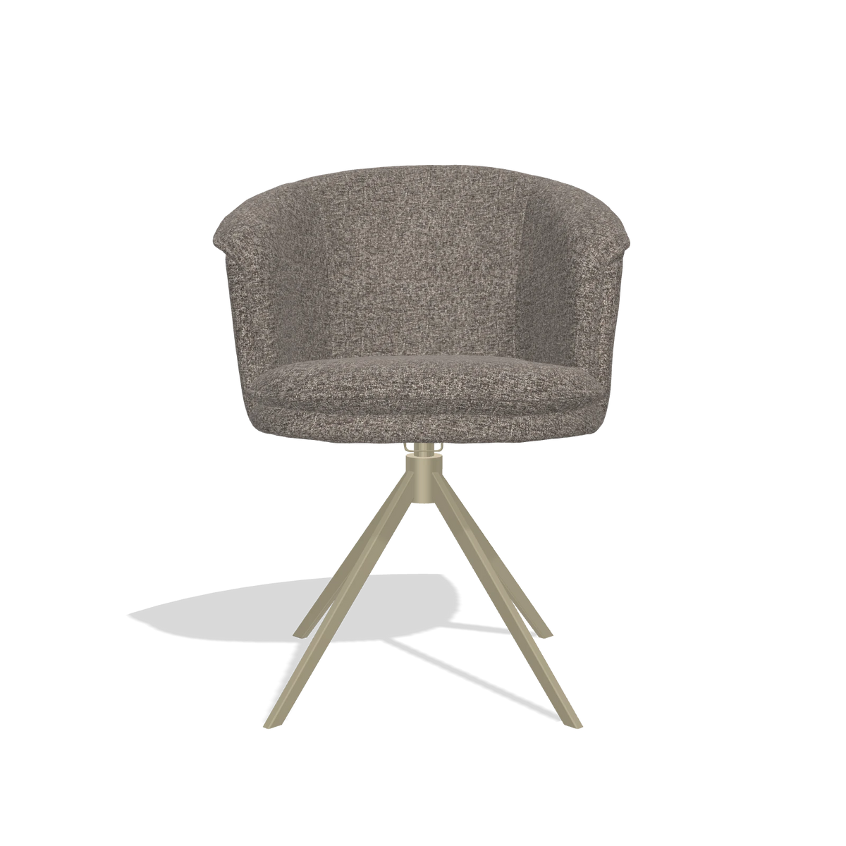 Dining Chair Lena 6581 in Oasis 108 fabric (dark grey), champagne swivel base, front view