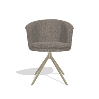 Dining Chair Lena 6581 in Oasis 108 fabric (dark grey), champagne swivel base, front view