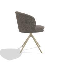 Dining Chair Lena 6581 in Oasis 108 fabric (dark grey), champagne swivel base, side view