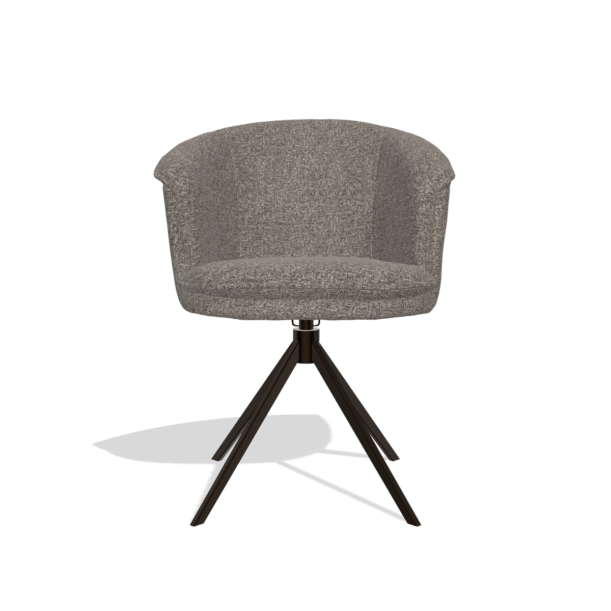 Dining Chair Lena 6581 in Oasis 108 fabric (dark grey), espresso swivel base, front view
