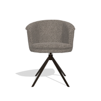 Dining Chair Lena 6581 in Oasis 108 fabric (dark grey), espresso swivel base, front view