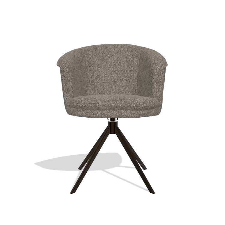 Dining Chair Lena 6581 in Oasis 108 fabric (dark grey), espresso swivel base, front view