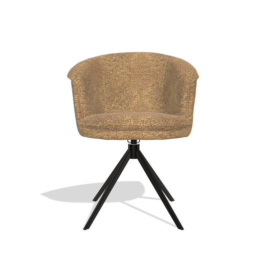 Chaise de salle à manger Lena 6581 en tissu Oasis 16 (caramel), pied pivotant en noir, vue de face