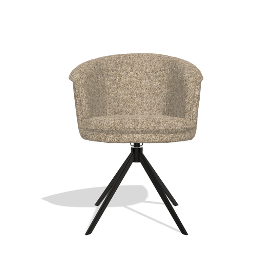 Chaise de salle à manger Lena 6581 en tissu Oasis 176 (taupe), pied pivotant en noir, vue de face