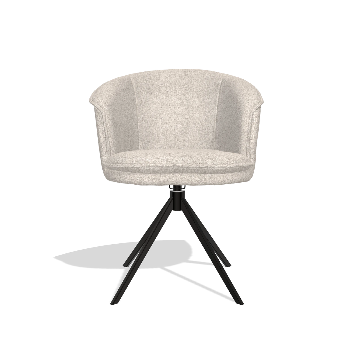 Sedia da pranzo Lena 6581 in tessuto Oasis 196 (grigio chiaro), base girevole in nero, vista frontale