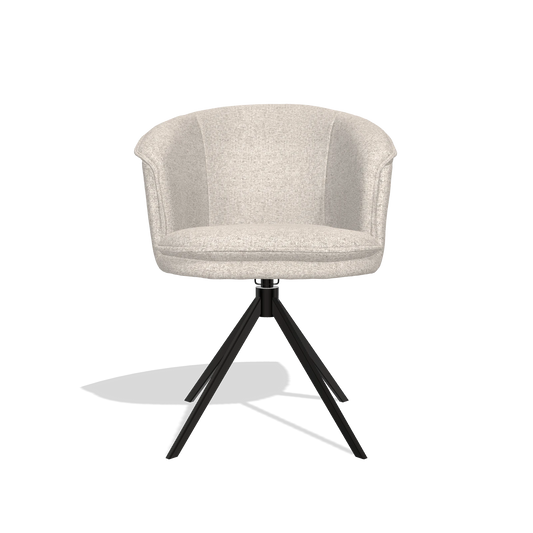 Chaise de salle à manger Lena 6581 en tissu Oasis 196 (gris clair), pied pivotant en noir, vue de face