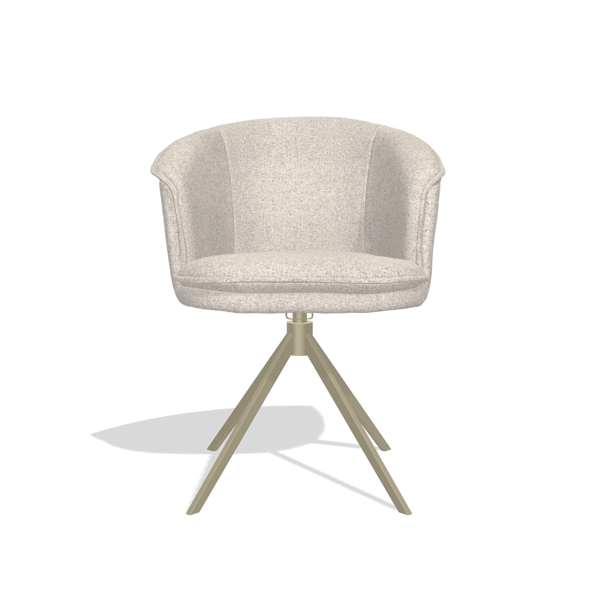 Sedia da pranzo Lena 6581 in tessuto Oasis 196 (grigio chiaro), base girevole in champagne, vista frontale