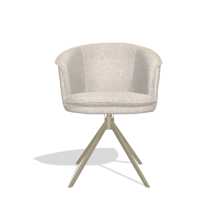 Sedia da pranzo Lena 6581 in tessuto Oasis 196 (grigio chiaro), base girevole in champagne, vista frontale