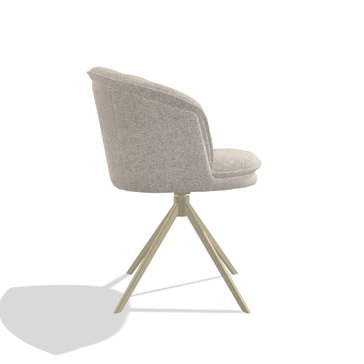 Sedia da pranzo Lena 6581 in tessuto Oasis 196 (grigio chiaro), base girevole in champagne, vista laterale