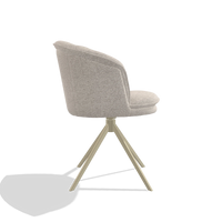 Sedia da pranzo Lena 6581 in tessuto Oasis 196 (grigio chiaro), base girevole in champagne, vista laterale