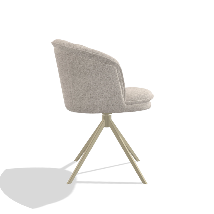 Sedia da pranzo Lena 6581 in tessuto Oasis 196 (grigio chiaro), base girevole in champagne, vista laterale