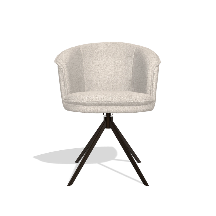 Sedia da pranzo Lena 6581 in tessuto Oasis 196 (grigio chiaro), base girevole in espresso, vista frontale