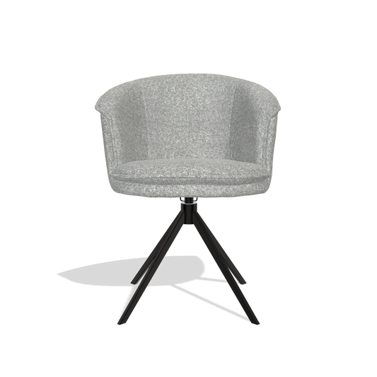 Chaise de salle à manger Lena 6581 en tissu Oasis 40 (grège), pied pivotant en noir, vue de face