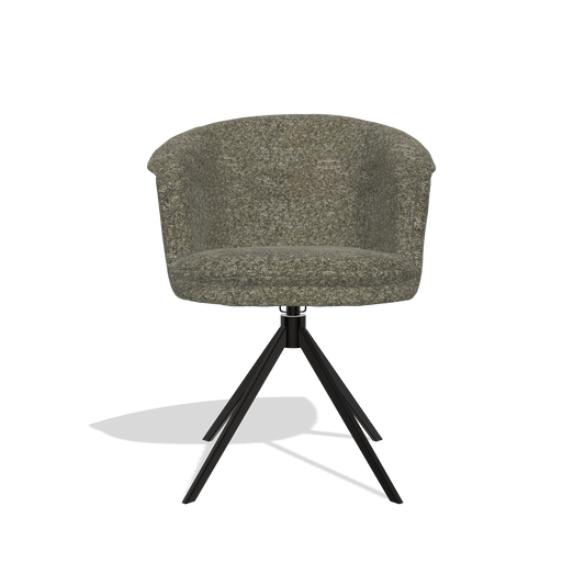 Chaise de salle à manger Lena 6581 en tissu Oasis 88 (marron), pied pivotant en noir, vue de face