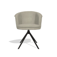 Dining Chair Lena 6581 in Rhythm 05 fabric (greige), black swivel base, front view